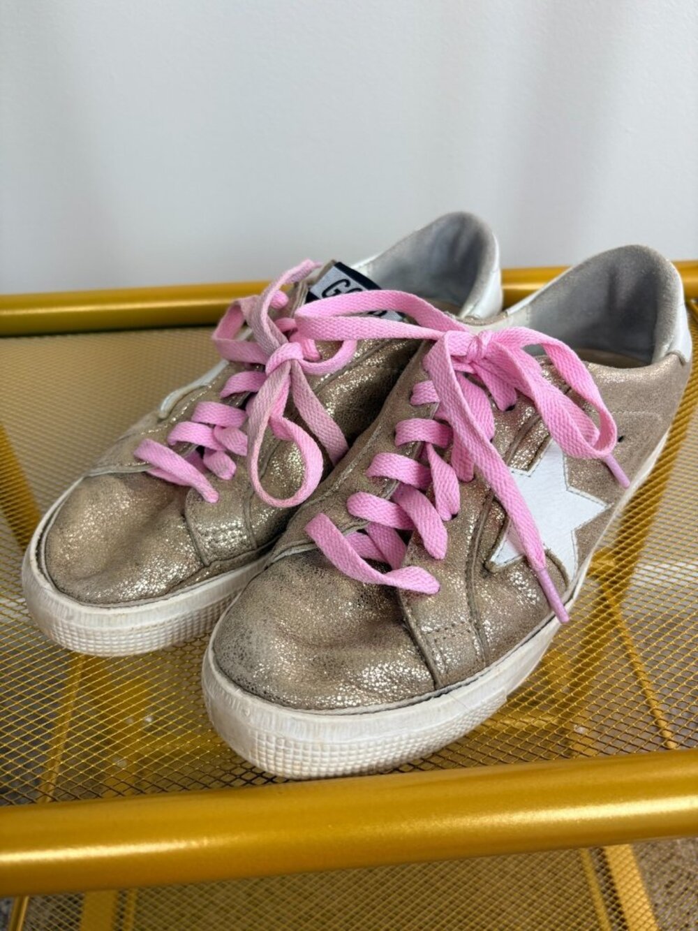 $595.00 Golden Goose ITALIAN Metallic Gold Womens Sneakers Shoes US 6 e36